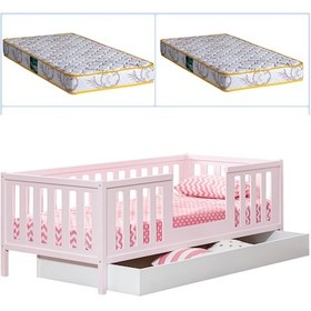 Resim Montessori Yatak, Berlin MDF Yavrulu Yatak +2 Yatak - Pembe 