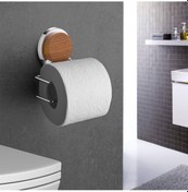 Resim Okyanus Home Ahşap Desenli Magic Fix Sihirli Yapışkan Krom Lux Wc Kağıtlık Mgk-708w Krom 