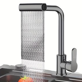 Resim 1 adet gelişmiş lavabo sıcak ve soğuk su musluğu, çok fonksiyonlu duş şelalesi lavabo bataryası, ev banyosu çekme batarya, mutfak aksesuarları, Sevgililer Günü hediyesi 