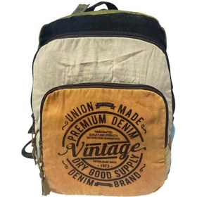 Resim Dark Cotton Kaliteli Vintage Salaş Yıkama Kumaş Disayn Günlük Gezi Okul Sırt Çantası 30cmx40cm Camel 