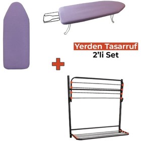 Resim Kanat Belda Mini Ütü Masası & Goldline Asmalı Çamaşır Kurutmalık-öğrenci Işi Set 