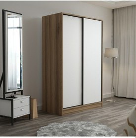 Resim Minarmobilya Minar Kale 2 Kapaklı Sürgülü Dolap 120 Cm - Dore/Beyaz 