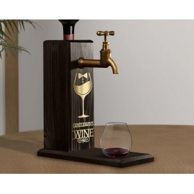 Resim Bk Gift Aynalı Altın Kabartma Musluklu Doğal Siyah(Ebony) Ahşap Şarap Standı, Home Bar, Içecek Dispenseri, Ahşap Içecek Çeşmesi-8 