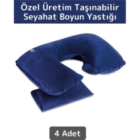 Resim Premium Yüksek Kaliteli Portable Şişirilebilir Taşınabilir Yolcu Seyahat Ense Boyun Yastığı 4 Adet 