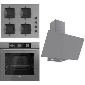 Resim Ferre Fryart Basic SS Serisi QXE62CPR - SS208 - D079 Ankastre Set Gri 