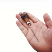 Resim Ahşap Saplı Premium Kabak Delme Aleti - Hassas Suni Deri Delme & DIY El Sanatları Aracı 