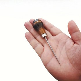 Resim Ahşap Saplı Premium Kabak Delme Aleti - Hassas Suni Deri Delme & DIY El Sanatları Aracı 