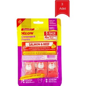 Resim Freshy Meow Somonlu Ve Biftekli Krema Kedi Ödülü 60 Gr X 3 Adet 