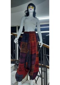 Resim Hint Otantik Yıkamalı Taşlanmış Patchwork Şalvar Pantolon 100 Cm Kırmızı 