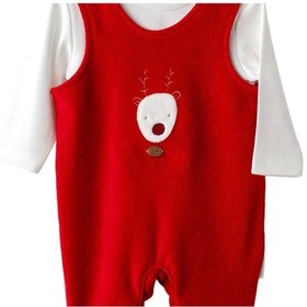 Resim Andywawa Ac25339 Happy Newyear Kadife Bebek Tulum Takım Red Red 