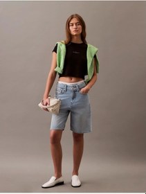 Resim Calvin Klein Kadın Siyah Monogram T-shirt Siyah 