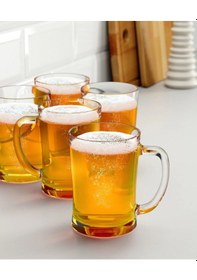 Resim 4'lü Set Kulplu Bira Bardağı 600 Ml İkea 4 Adet Cam Şeffaf Bardak 