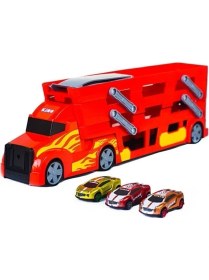 Resim King Toys TKM-1032 3 Arabalı Taşıyıcı Tır Oyuncak Seti – Dayanıklı Plastik, Alev Desenli, 3 Yaş ve Üzeri Çocuklar İçin 