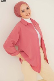 Resim 103901 Oversize Basic Tesettür Gömlek Gül Kurusu 