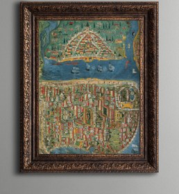 Resim epiqart İstanbul Haritası - Vintage Desenli Çerçeve 