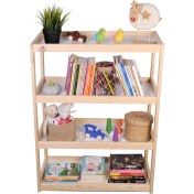 Resim Masal Oyuncak Ahşap Montessori 4 Raflı Çocuk Kitaplığı 