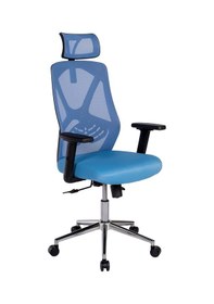 Resim Ofisbazaar Dolphin Siyah Fileli Yönetici Koltuğu Ergonomik Başlıklı Ofis Koltuğu Açık Mavi Mavi 