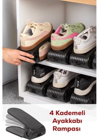 Resim Porsima 5302 12li Ayakkabı Rampası Ayakkabı Düzenleyici Dolap İçi Organizer- Siyah Siyah 