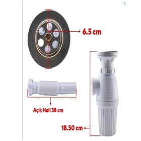 Resim Lavabo Sifonu Körüklü Sökülebilir Tas'lı Mutfak Banyo Evye Pis Su Gideri Borusu Plastik 38 Cm. Diğer 