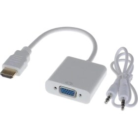 Resim HDMI To VGA Dönüştürücü Kablo Ses Destekli Adaptör Çevirici Ps3 Kulaklık Monitör Tv LED Uydu 4548 