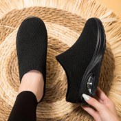 Resim Kadınlar için Nefes Alabilir Slip-On Sneakerlar Hava Yastığı Teknolojisi ile - Hafif Kumaş Üst & PU Taban, İlkbahar/Yaz Yürüyüşü için Stabilite Destek, Günlük Rahat Ayakkabılar, Minimalist Tarz, Esnek İç Astar, Modern Slipons, Yumuşak Tabanlı, Yürüme Ayakkabıları, Günlük Giyim 