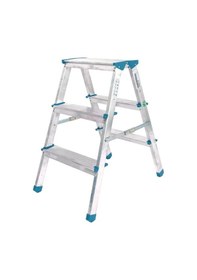 Resim 3+3 Çift Basamaklı Alüminyum Metal Merdiven Yükseklik 69cm Baş Genişlik 8cm 5365 