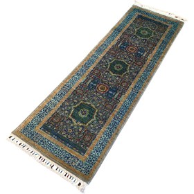 Resim Turkish Hand-Knotted Runner – Oriental Wool Rug with Geometric Medallions 2x6ft 