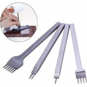 Resim Dopar Çapraz Delgi Çatal Zımba 3 mm 4 Adet Deri El Aletleri 