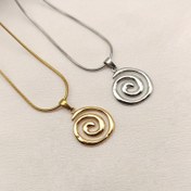 Resim 1 adet Kadınlar için Boho Chic Paslanmaz Çelik Spiral Kolye - Altın ve Gümüş Ton, Düzensiz Twist Tasarımı, Günlük Giyim ve Partiler için Çok Yönlü, Tüm Mevsimler için Moda Aksesuarı, Tatil Mücevheri | Boho Chic Tarzı | Paslanmaz Çelik Kolye 