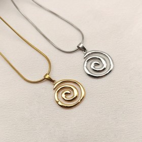 Resim 1 adet Kadınlar için Boho Chic Paslanmaz Çelik Spiral Kolye - Altın ve Gümüş Ton, Düzensiz Twist Tasarımı, Günlük Giyim ve Partiler için Çok Yönlü, Tüm Mevsimler için Moda Aksesuarı, Tatil Mücevheri | Boho Chic Tarzı | Paslanmaz Çelik Kolye 