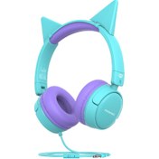 Resim Promate Jewel HD Stereo KidSafe Çocuk Kulak Üstü Kablolu Kulaklık Aqua 
