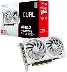 Resim ASUS DUAL-RX9060XT-16G-WHITE-AMD-RADEON-RX 9060 XT-16G-16GB GDDR6-128bit-3250MHz-HDMI-2xDP-EKRAN KARTI 