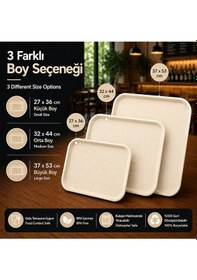 Resim 6 Adet Abs Servis Tepsisi Kaymaz Yüzeyli 32x44 Cm Kırçıllı Bej Endüstriyel Kullanıma Uygun, Kırılmaz, Bpa Free 7 Renk Seçenekli 
