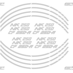 Resim GP Kompozit CF Moto 250 NK 2018-2024 Uyumlu Jant Şeridi Reflektif Gri 