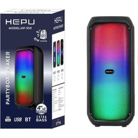 Resim HEPU HP 959 Taşınabilir Şarjlı Rgb Bluetooth Hoparlör Extra Bass Performans 