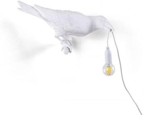 Resim Caju Art & Decoration Dal Üstünde Lamba Tutan Karga Modern Abajur Dekor Işık Beyaz 