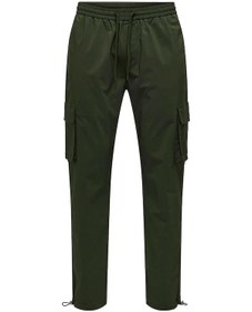 Resim Only & Sons Erkek Onscommon Slim Fit Beli Lastikli Ve Bağlamalı Pamuklu Kargo Pantolon 22029750 Haki Haki 