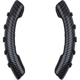 Resim Kolleksiyonlu Siyah Karbon Fiber Direksiyon Koruması - Kayma Engellli, Teri Dirençli, Evrensel Uyumlu Araç İç Aksesuarı 