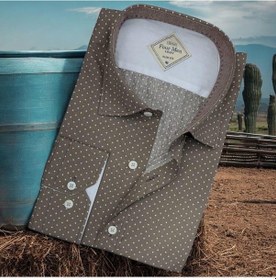 Resim Pamuklu Poplin Vizon Uzun Kollu Erkek Gömlek Slim Fit Kalıp -9808 Vizon 
