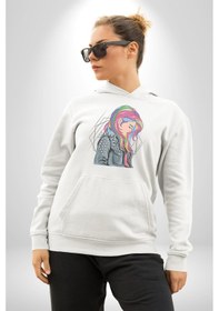 Resim Metal Müzik Çeket Kadın Erkek Beyaz Kapüşonlu Sweatshirt Hoodie Beyaz 