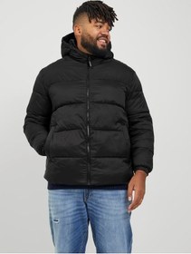Resim Jack & Jones Jack&Jones Kapüşonlu Büyük Beden Siyah Erkek Mont 12243520 Siyah 