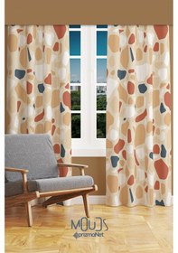 Resim West Stone Desenli Süet Oturma Odası Salon Fon Perde Baskılı Ekstrafor Büzgü 2 Kanat Prd-1082 Çok Renkli 