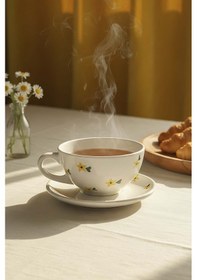 Resim Sarı Papatya Amore 4 Parça Demlik & Fincan Seti Çok Renkli 