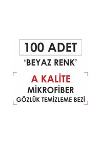 Resim 100 Adet Beyaz Renk Mikrofiber Gözlük Temizleme Bezi 