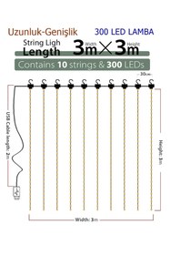 Resim Linarx 8 Fonksiyonlu Peri Perde Led Uzaktan Kumandalı Günışığı Perde Peri Led (3 mt x 3 mt) 