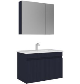 Resim Orka Tivoli 85 Cm Mat Lacivert Banyo Dolabı Takımı Lacivert 