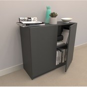 Resim Rafkestir Alina Suntalam Kitaplık Ufak Boy - Kapaklı Antrasit ( Mat ) 