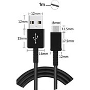 Resim Type-C 2.4 Amper Hızlı Şarj ve Data Kablosu 1 Metre - Siyah 