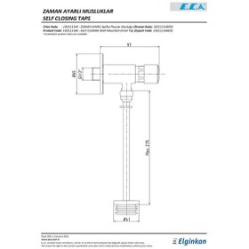 Resim Eca Zaman Ayarlı Aplike Pisuvar Musluğu 102111146 Krom 