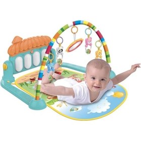 Resim Babycim Sevimli Piyanolu Sesli Işıklı Aynalı Oyun Halısı Yer Minderi 5 in 1 Yenilenen Tasarım 